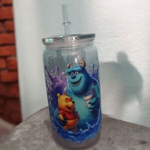 Monsters Inc. and Winnie the Pooh 16 oz Tumbler With Straw BPA Durable Plastic